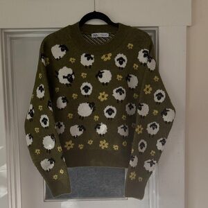 Zara Green Sheep Pattern Sweater